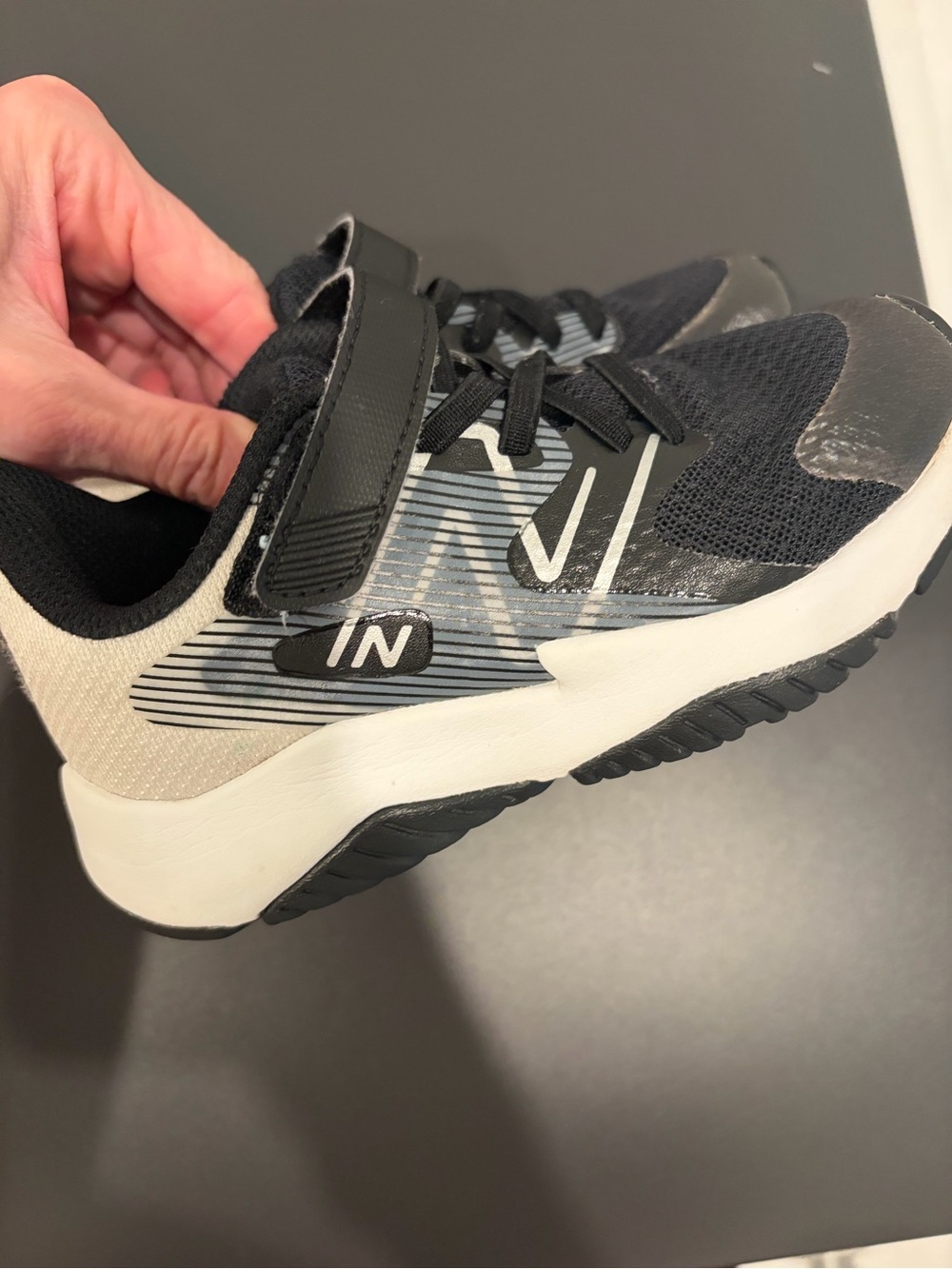 New Balance Black & White Boy Sneakers with Velcro - Size 11